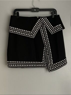 Black Mini Skirt with Silver Stud Embellishment